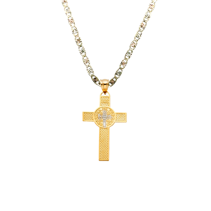 14k San Benito Gold Cross Pendant with Solid Chain - LE-1147