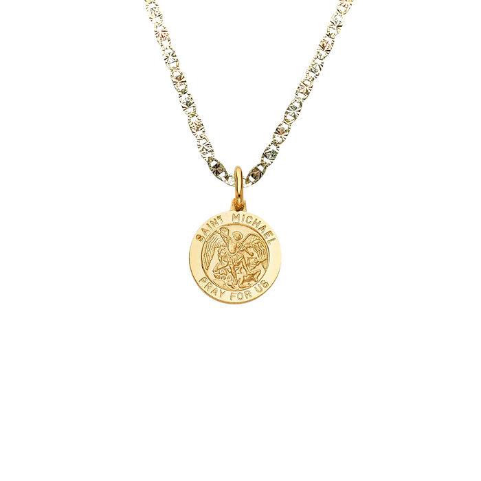 14k Saint Michael Gold Pendant with Solid Chain - LE-282