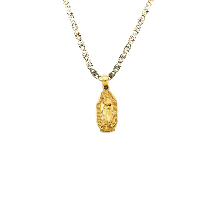 14k Virgin Mary Pendant with Solid Chain - LE-PT1078