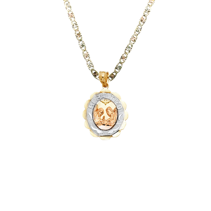 14k Baptism Gold Pendant with Solid Chain - LE-245