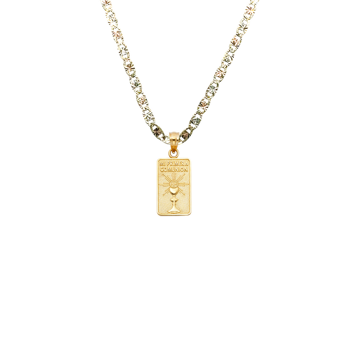 14k Mi Primera Comunion Gold Pendant and Solid Chain - LE-251