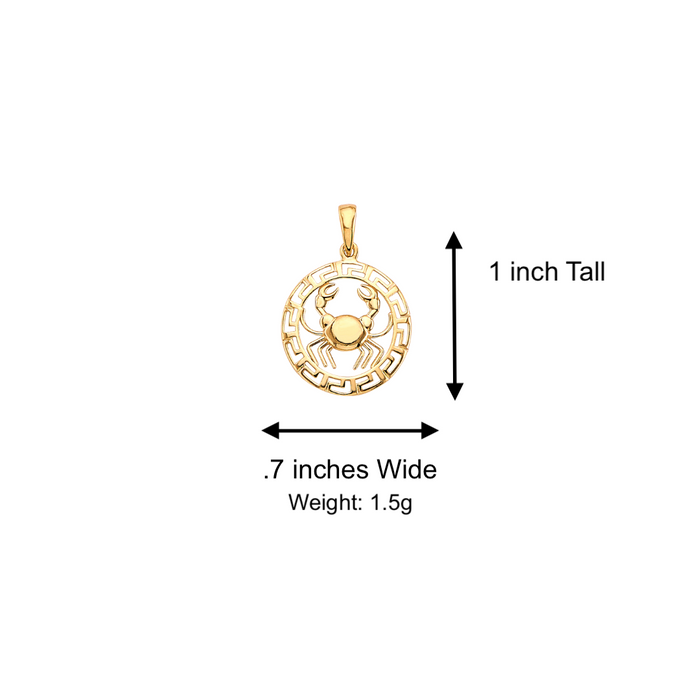 14k Cancer Zodiac Sign Gold Pendant with Solid Chain - LE-3036