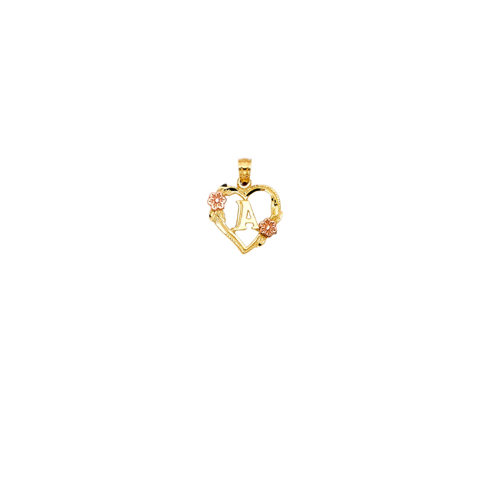 14k Gold Two Tone Heart Letter Pendant - LE-2052P