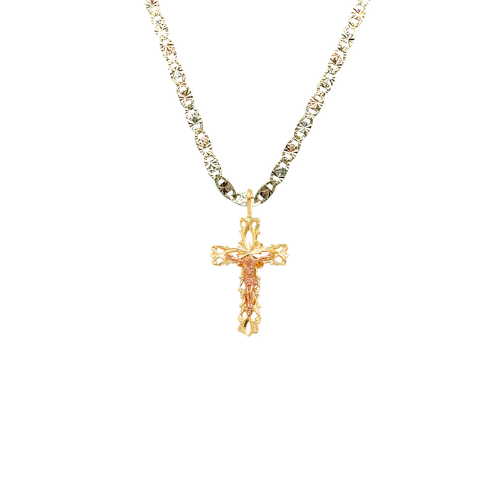 14k Gold Jesus Cross Pendant with Solid Chain - LE-1000