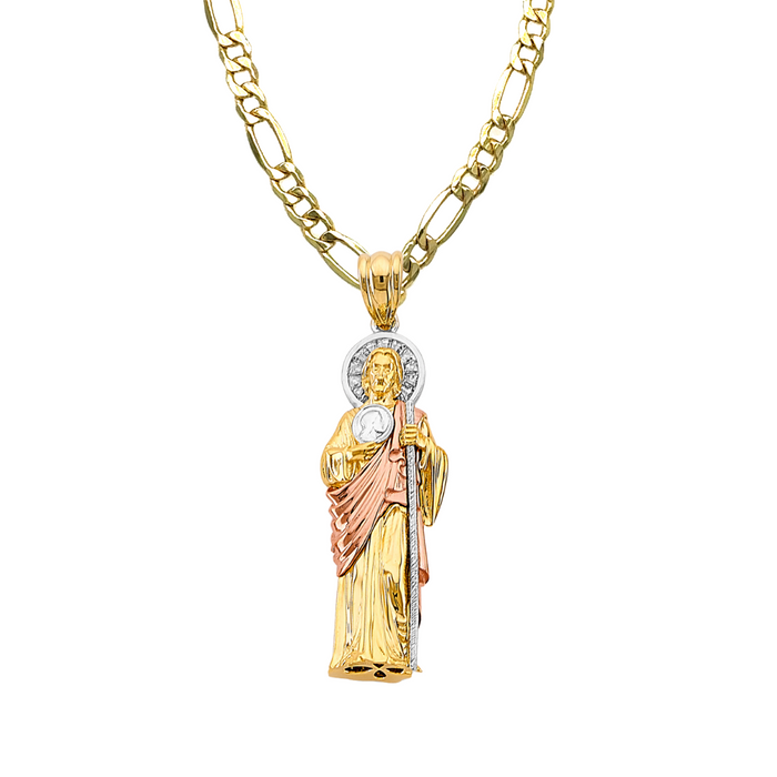 14k San Judas Gold 3D Full Body Pendant with Solid Chain - LE-3162