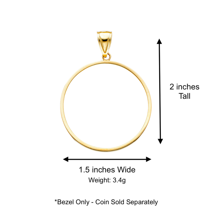 14k Gold Centenario High Polish Bezel with Solid Figaro Chain - LE-2066