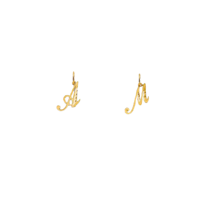 14k Gold Cursive Letter Pendant with Solid Valentino Chain - LE-2055VC