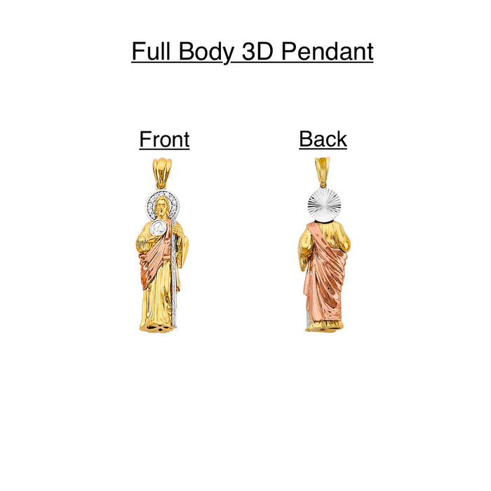 14k San Judas Gold 3D Full Body Pendant with Solid Chain - LE-3163