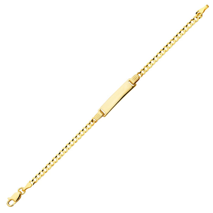 14k Kids and Babies Solid Cuban Link Gold ID Bracelet with Gold Name Overlay - LE-0107