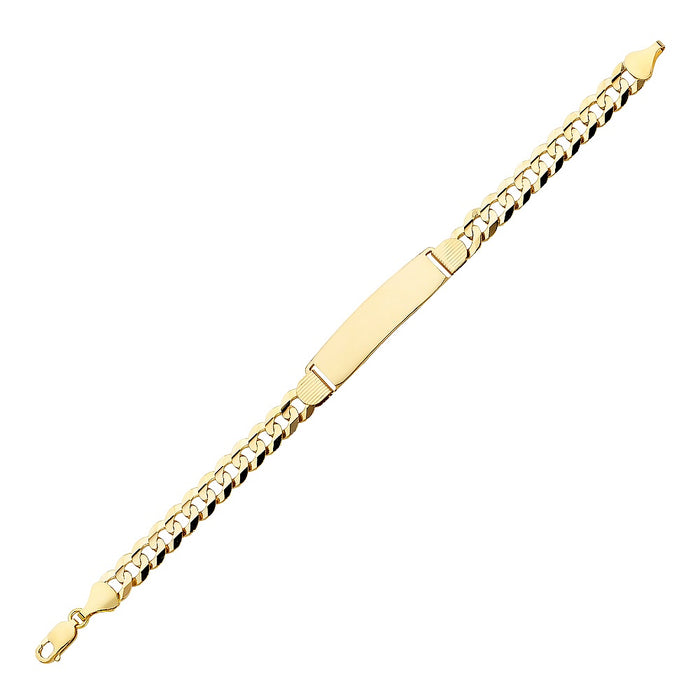 14k Gold Mens 9mm Solid Cuban Link ID Bracelet with Gold Name Overlay