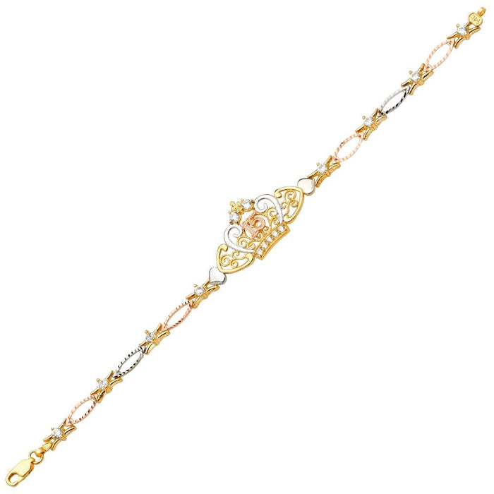 14k Gold Quinceañera Gemstone Crown Bracelet - LE-708