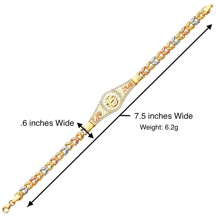 14k Gold Quinceañera Rose Bracelet - LE-710