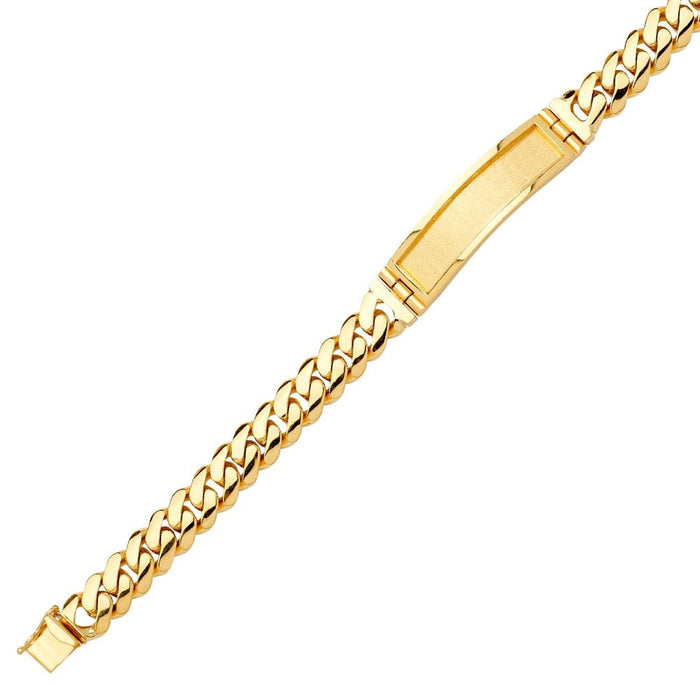 14k Gold Mens Thick Solid Cuban Link ID Bracelet with Gold Name Overlay 57 Grams