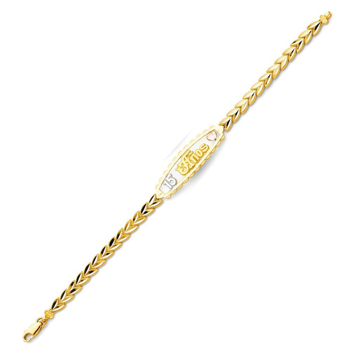 14k Gold Quinceañera 15 Años All Yellow Heart Bracelet - LE-153