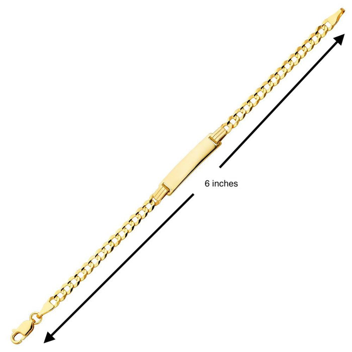 14k Kids Cuban Link Gold ID Bracelet with Gold Name Overlay