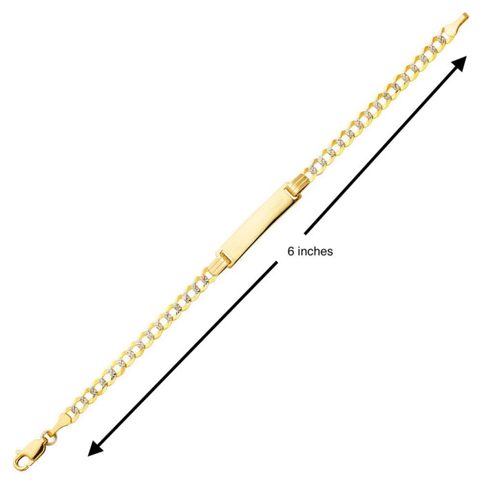 14k Kids Cuban Pavé Link Gold ID Bracelet with Gold Name Overlay