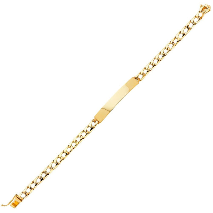 14k Gold Mens Light Solid Cuban Link ID Bracelet with Gold Name Overlay 12 Grams