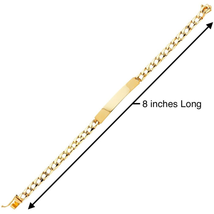 14k Gold Mens Light Solid Cuban Link ID Bracelet with Gold Name Overlay 12 Grams