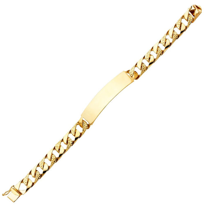 14k Gold Mens Thick Solid Cuban Nugget Link ID Bracelet with Gold Name Overlay 30 Grams