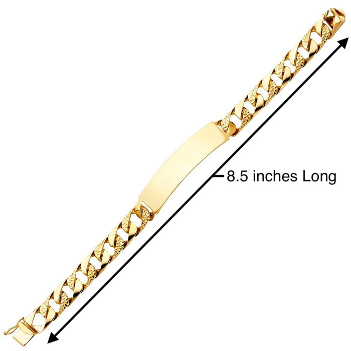 14k Gold Mens Thick Solid Cuban Nugget Link ID Bracelet with Gold Name Overlay 30 Grams