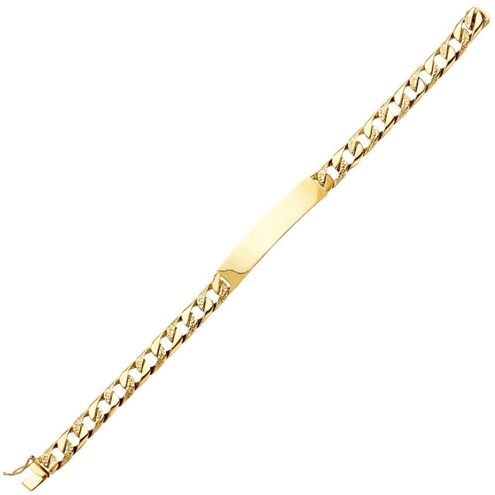 14k Gold Mens Solid Cuban Nugget Link ID Bracelet with Gold Name Overlay 20 Grams