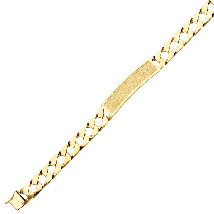 14k Gold Mens Solid Cuban Link ID Bracelet with Gold Name Overlay 28 Grams