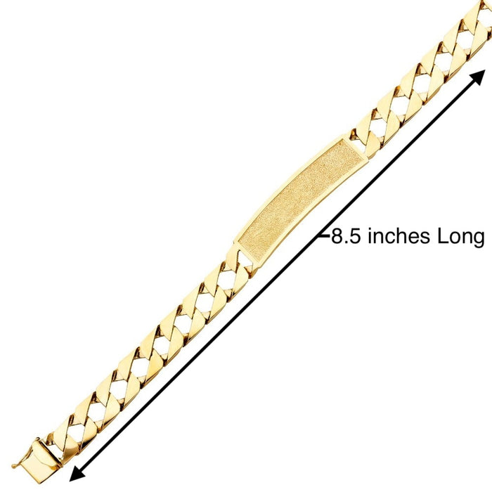 14k Gold Mens Solid Cuban Link ID Bracelet with Gold Name Overlay 28 Grams