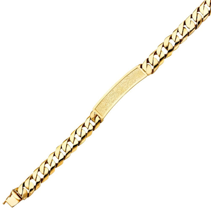 14k Gold Mens Solid Thick Cuban Link ID Bracelet with Gold Name Overlay 36 Grams