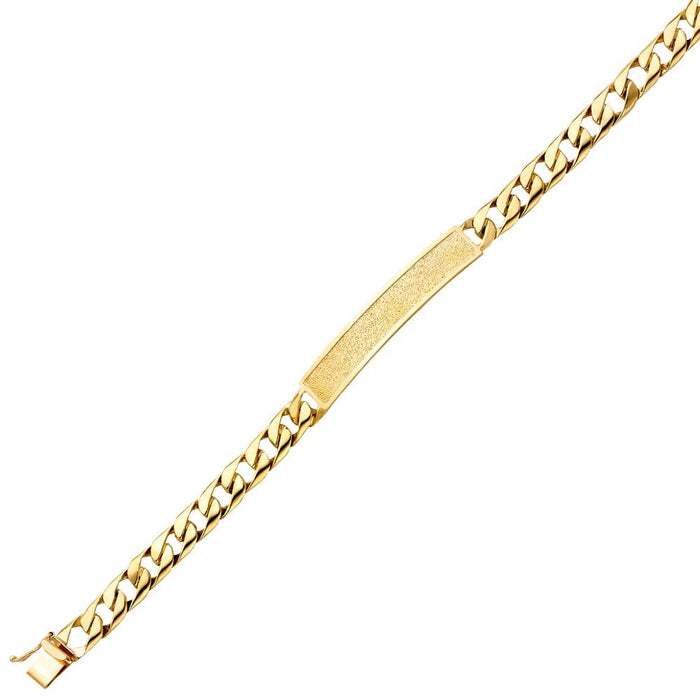 14k Gold Mens Solid Cuban Link ID Bracelet with Gold Name Overlay 18 Grams