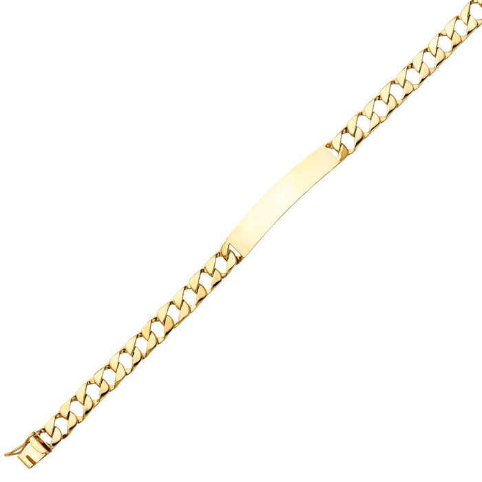 14k Gold Mens Solid Cuban Link ID Bracelet with Gold Name Overlay 20 Grams