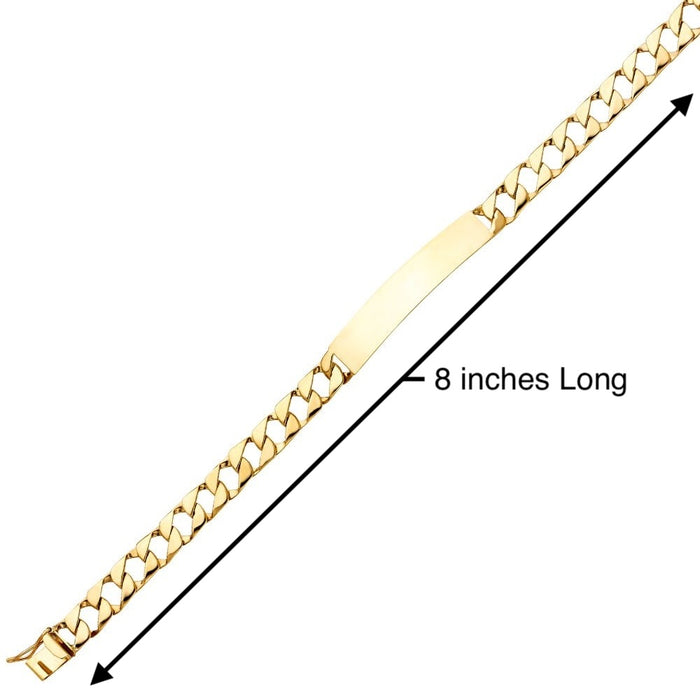 14k Gold Mens Solid Cuban Link ID Bracelet with Gold Name Overlay 20 Grams