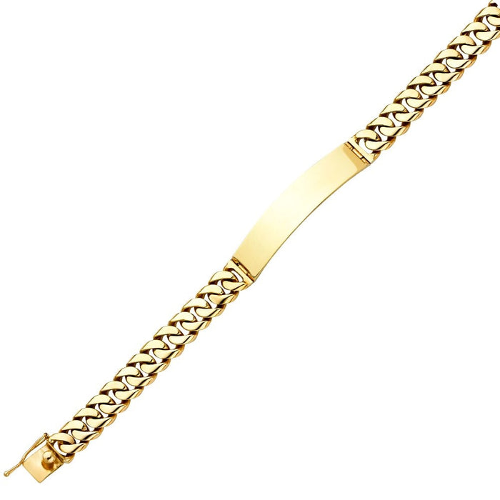 14k Gold Mens Solid Miami Cuban Link ID Bracelet with Gold Name Overlay 42 Grams