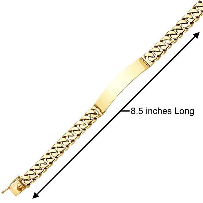 14k Gold Mens Solid Miami Cuban Link ID Bracelet with Gold Name Overlay 42 Grams