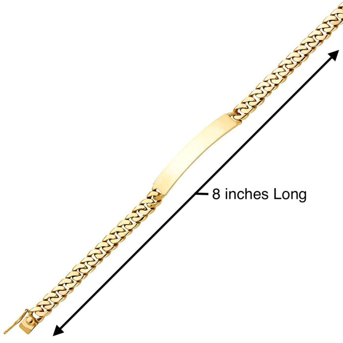 14k Gold Mens Solid Miami Cuban Link ID Bracelet with Gold Name Overlay 23 Grams