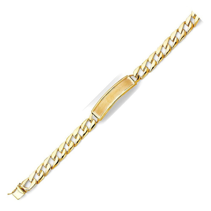 14k Gold Mens Stamped Cuban Link ID Bracelet with Gold Name Overlay 17 Grams