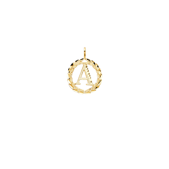 14k Gold Diamond Cut Wreath Letter Pendant  LE-2050P