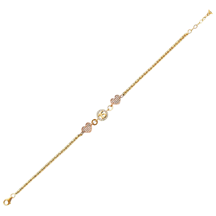 14k Gold Quinceañera Heart Gemstone Bracelet - LE-1019