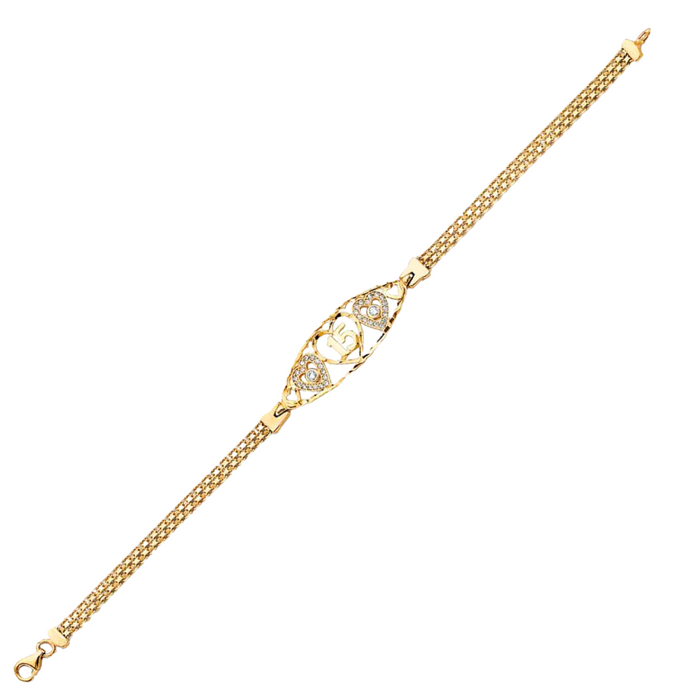 14k Gold Quinceañera Heart Gemstone Bracelet - LE-1015