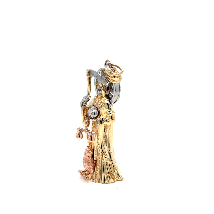 14k Santa Muerte Gold Pendant with Solid Chain - LE-3010